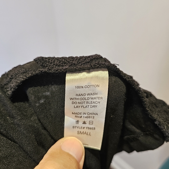 Acemi black cotton knit sleeveless embroidered flare back long top size S US - Picture 6 of 6